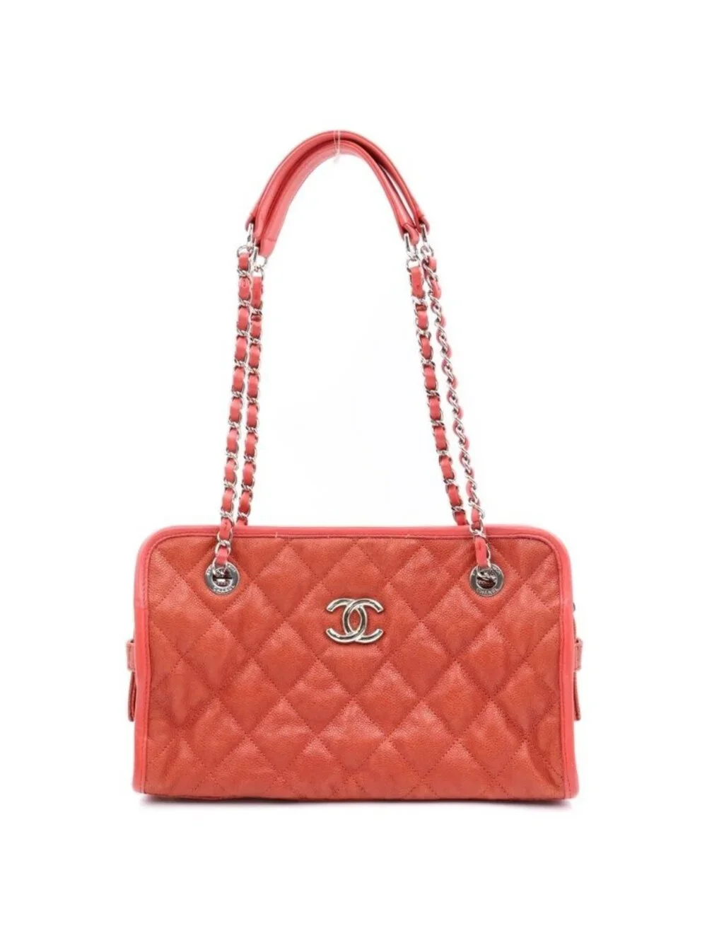 Chanel CC Logo Quilted French Riviera Caviar Leather Silver Chain Shoulder Bag